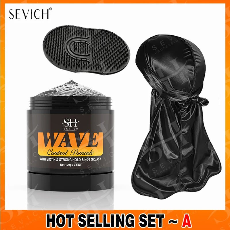 Deep Wave Control Pomade 360 Biotin Sport Strong Hold Wave Hair Gel With Brush Wavy Hair Oil Shampoo Conditioner Styling Care - PrimeNest