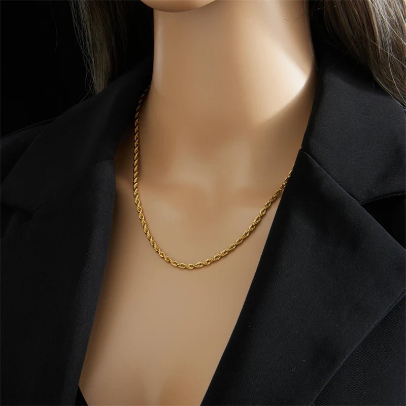 DIEYURO 316L Stainless Steel Gold Color Chain Necklace Bracelets For Women Girl Fashion Non-fading Lady Jewelry Set Accessories - PrimeNest
