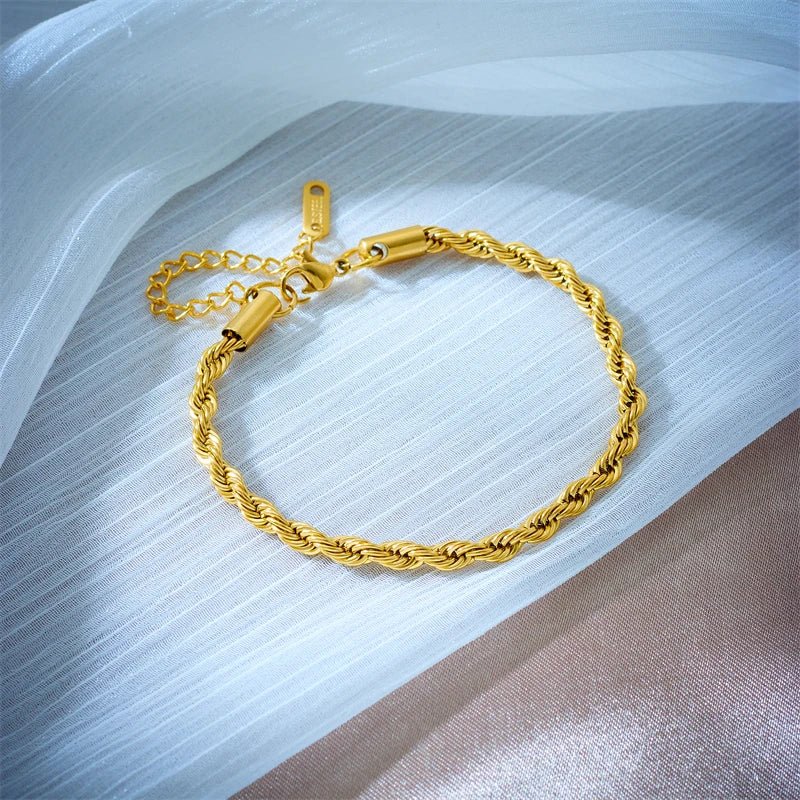 DIEYURO 316L Stainless Steel Gold Color Chain Necklace Bracelets For Women Girl Fashion Non-fading Lady Jewelry Set Accessories - PrimeNest