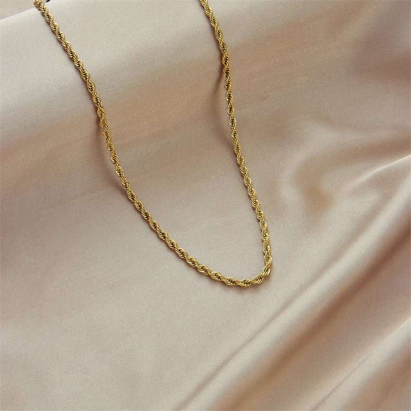 DIEYURO 316L Stainless Steel Gold Color Chain Necklace Bracelets For Women Girl Fashion Non-fading Lady Jewelry Set Accessories - PrimeNest