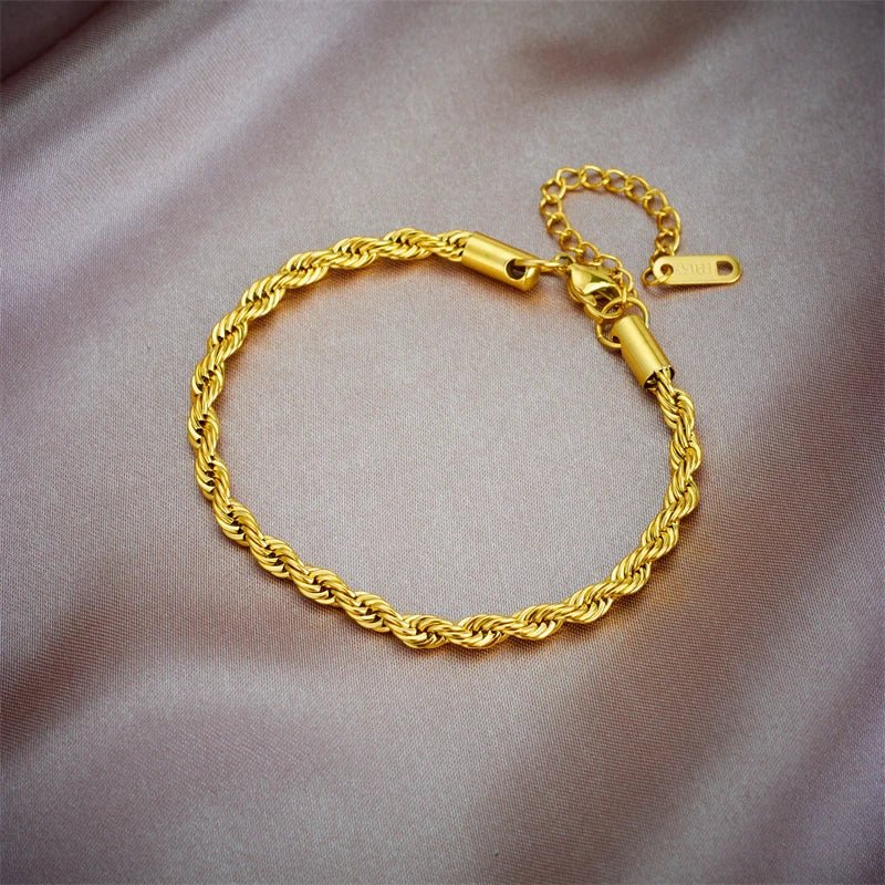 DIEYURO 316L Stainless Steel Gold Color Chain Necklace Bracelets For Women Girl Fashion Non-fading Lady Jewelry Set Accessories - PrimeNest