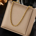 DIEYURO 316L Stainless Steel Gold Color Chain Necklace Bracelets For Women Girl Fashion Non-fading Lady Jewelry Set Accessories - PrimeNest