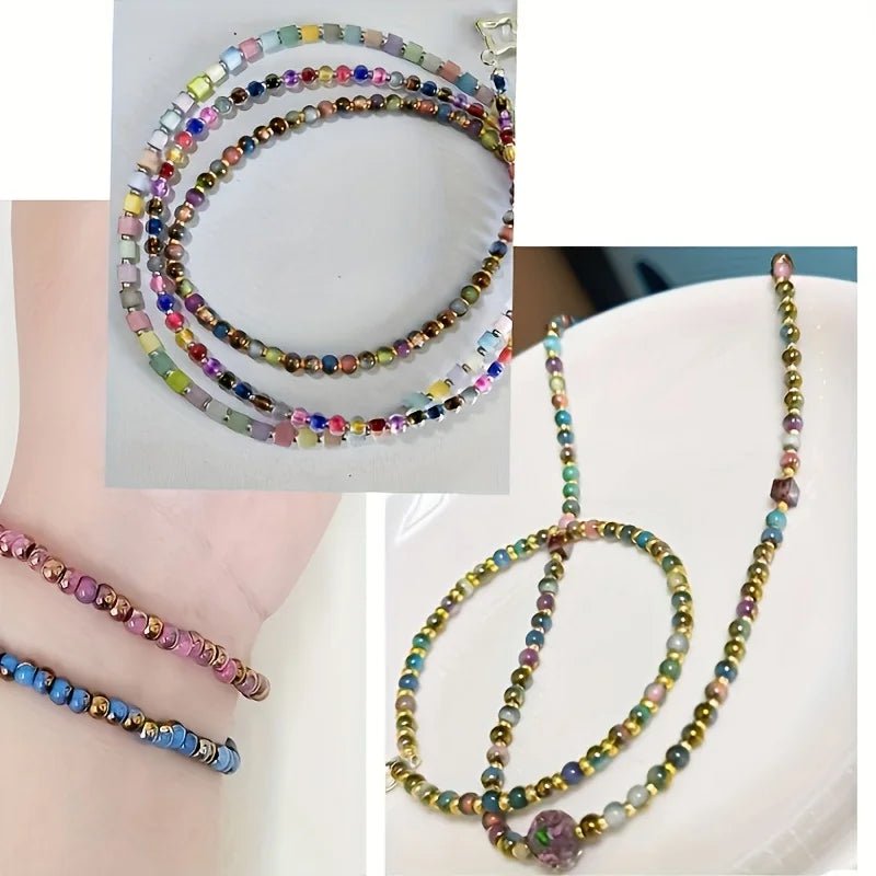 DIY handmade jewelry materials with round beads, colorful beading, accessories for making bracelets, earrings and necklaces - PrimeNest