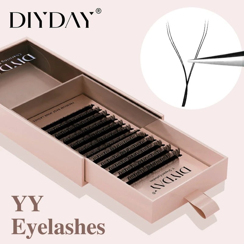 DIYDAY YY Shaped Eyelash Extension C D Curl Faux Mink Lashes Wholesale YY Shape False Eyelashes for Eye Makeup Beauty - PrimeNest