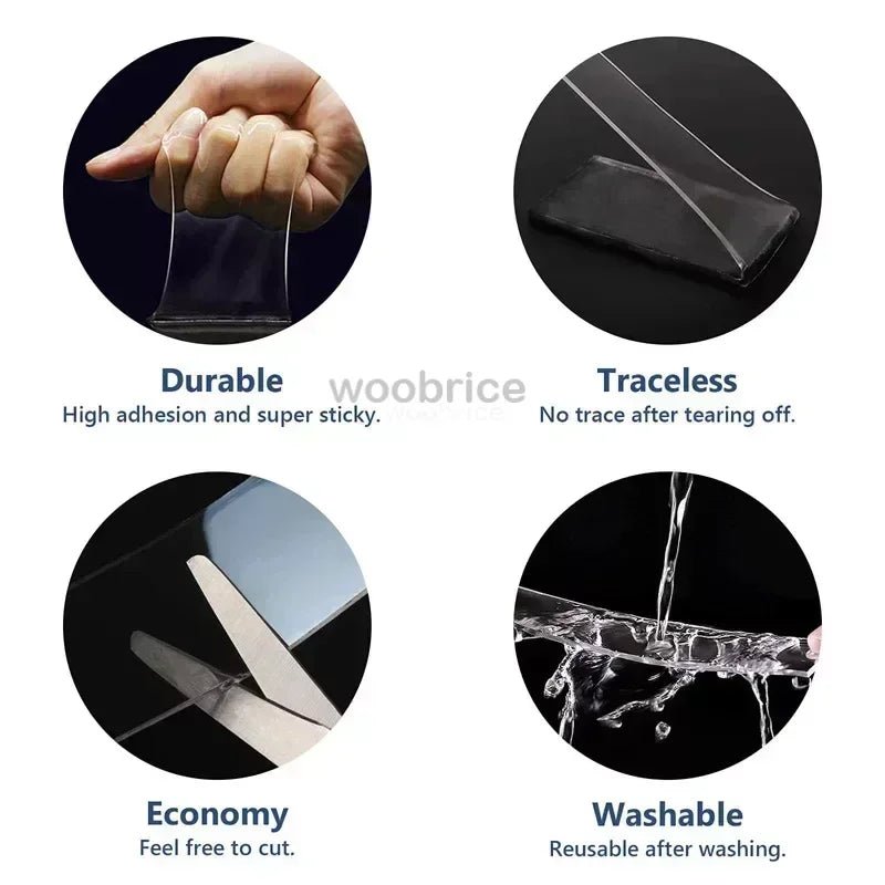 Double Face Transparent Double Sided Tape Super Strong Sided Reusable Waterproof Tapes Heat Resistance Bathroom Home Decoration - PrimeNest