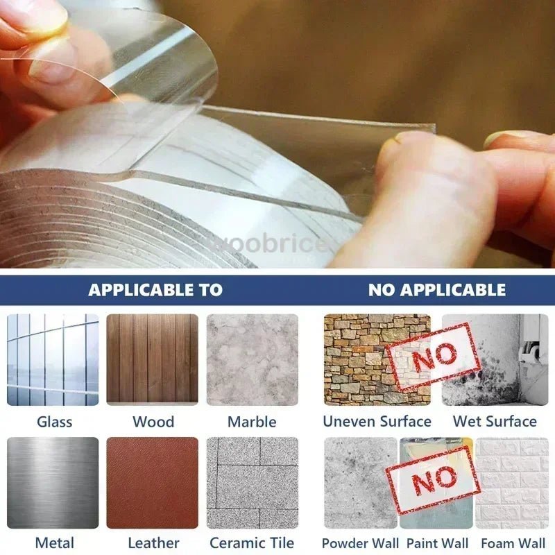 Double Face Transparent Double Sided Tape Super Strong Sided Reusable Waterproof Tapes Heat Resistance Bathroom Home Decoration - PrimeNest