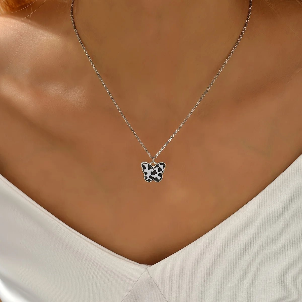Double Layer Butterfly Necklace for Women, Lats Sparkling Collar Chain, Exquisite Jewelry, Banquet Party, Holiday Gift, 1 - PrimeNest