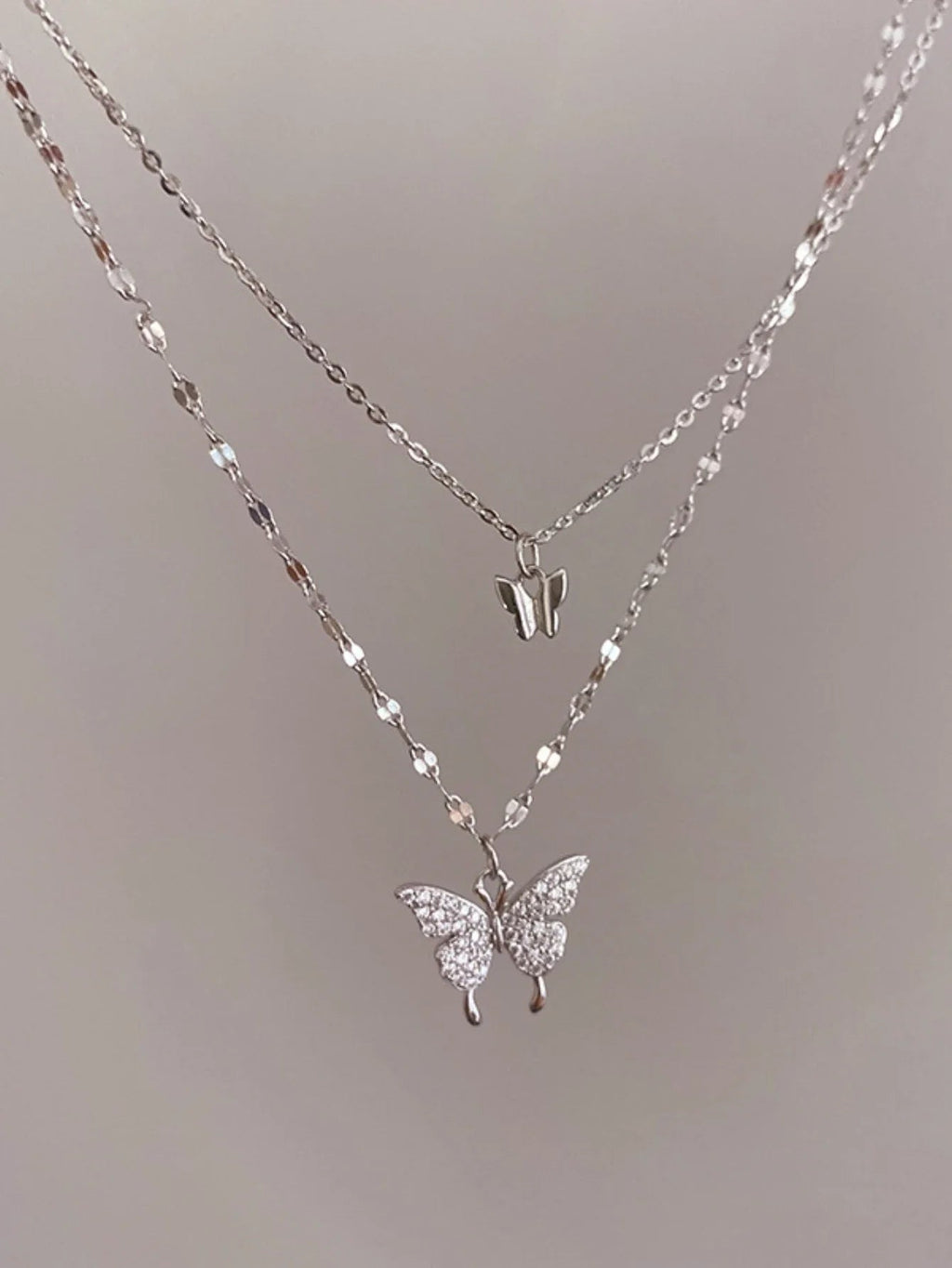 Double Layer Butterfly Necklace for Women, Lats Sparkling Collar Chain, Exquisite Jewelry, Banquet Party, Holiday Gift, 1 - PrimeNest