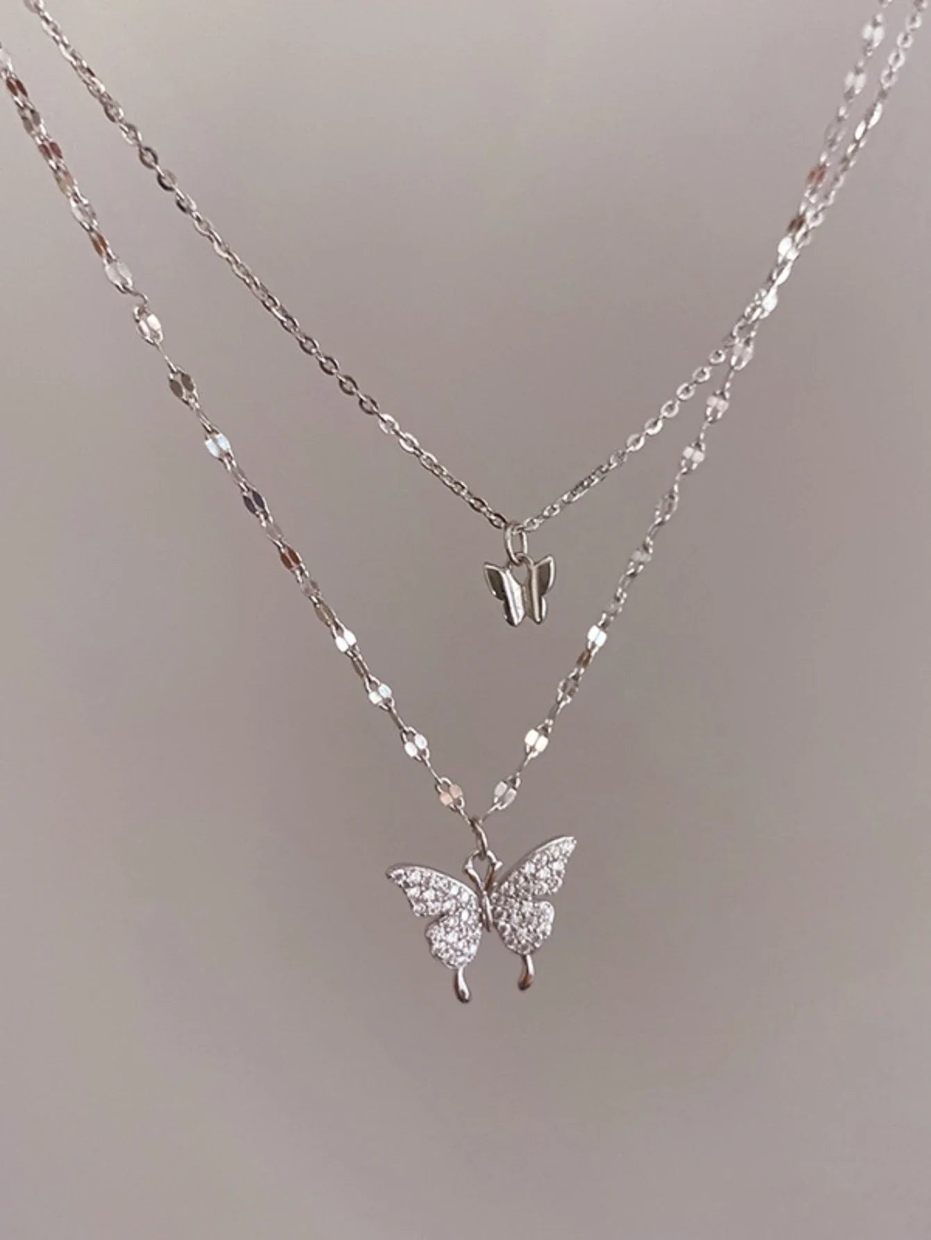 Double Layer Butterfly Necklace for Women, Lats Sparkling Collar Chain, Exquisite Jewelry, Banquet Party, Holiday Gift, 1 - PrimeNest