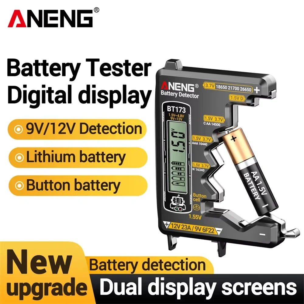 ANENG BT173 Battery Voltage Digital Display Tester Portable Universal High Precision 12V 23A/9V 6F22 Button Cell Detection Tools