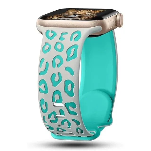 Engraved Leopard For Apple Watch Straps 40mm 44mm 42mm 45mm 41mm 49mm 38mm Silicone Bracelet Series 9 8 7 SE 6 5 4 ultra2 3 band - PrimeNest