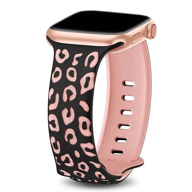 Engraved Leopard For Apple Watch Straps 40mm 44mm 42mm 45mm 41mm 49mm 38mm Silicone Bracelet Series 9 8 7 SE 6 5 4 ultra2 3 band - PrimeNest
