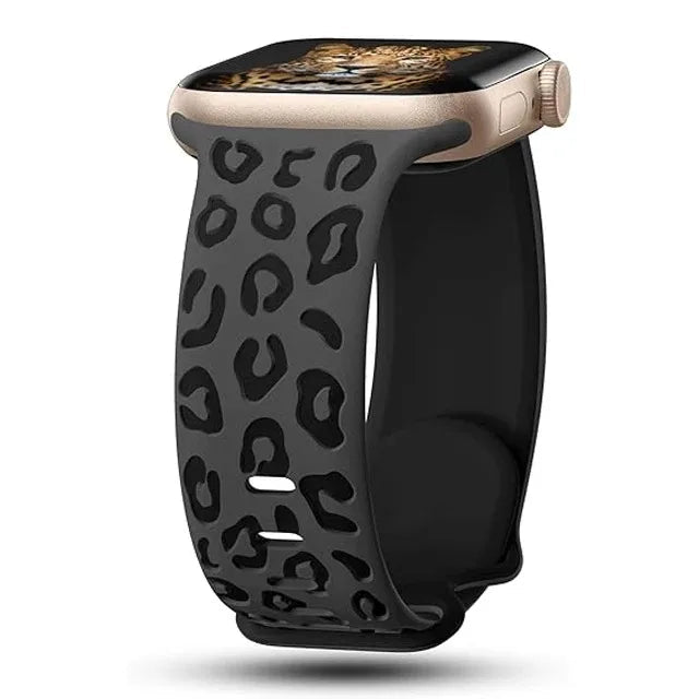 Engraved Leopard For Apple Watch Straps 40mm 44mm 42mm 45mm 41mm 49mm 38mm Silicone Bracelet Series 9 8 7 SE 6 5 4 ultra2 3 band - PrimeNest