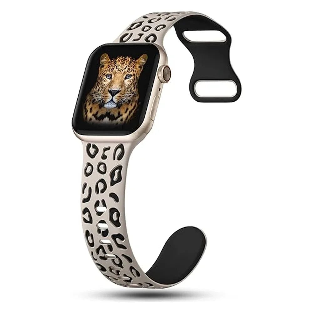 Engraved Leopard For Apple Watch Straps 40mm 44mm 42mm 45mm 41mm 49mm 38mm Silicone Bracelet Series 9 8 7 SE 6 5 4 ultra2 3 band - PrimeNest