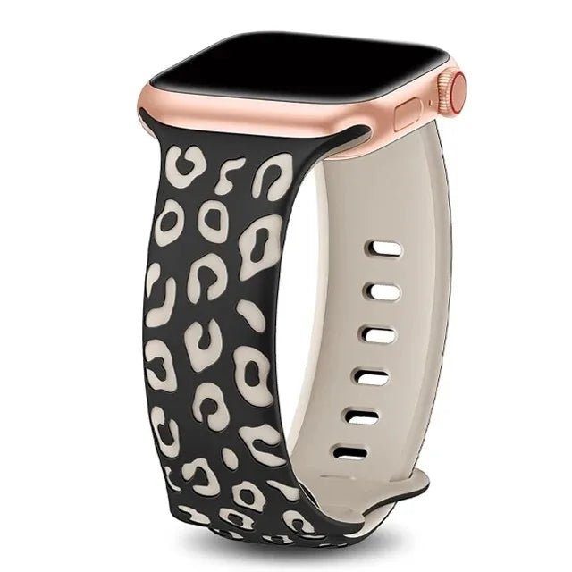 Engraved Leopard For Apple Watch Straps 40mm 44mm 42mm 45mm 41mm 49mm 38mm Silicone Bracelet Series 9 8 7 SE 6 5 4 ultra2 3 band - PrimeNest