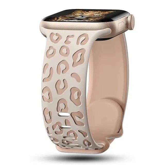Engraved Leopard For Apple Watch Straps 40mm 44mm 42mm 45mm 41mm 49mm 38mm Silicone Bracelet Series 9 8 7 SE 6 5 4 ultra2 3 band - PrimeNest