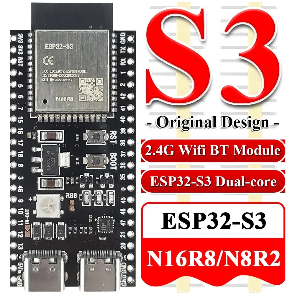 ESP32-S3 Wifi BT Module Development Board for Arduino IDE ESP32-S3-WROOM1 N16R8 N8R2 44Pin Type-C 16MB Flash 8M PSRAM ESP32 S3 - PrimeNest
