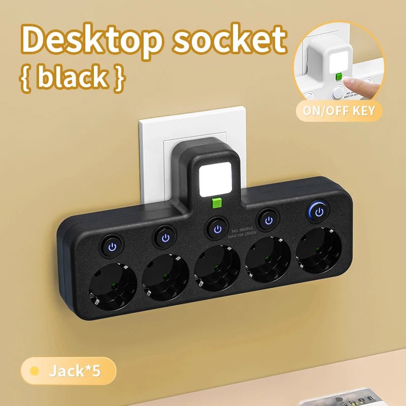 EU plug and socket, 4-pole socket, multifunctional wall plug, with or without extension cords or USB and Type-C interfaces - PrimeNest