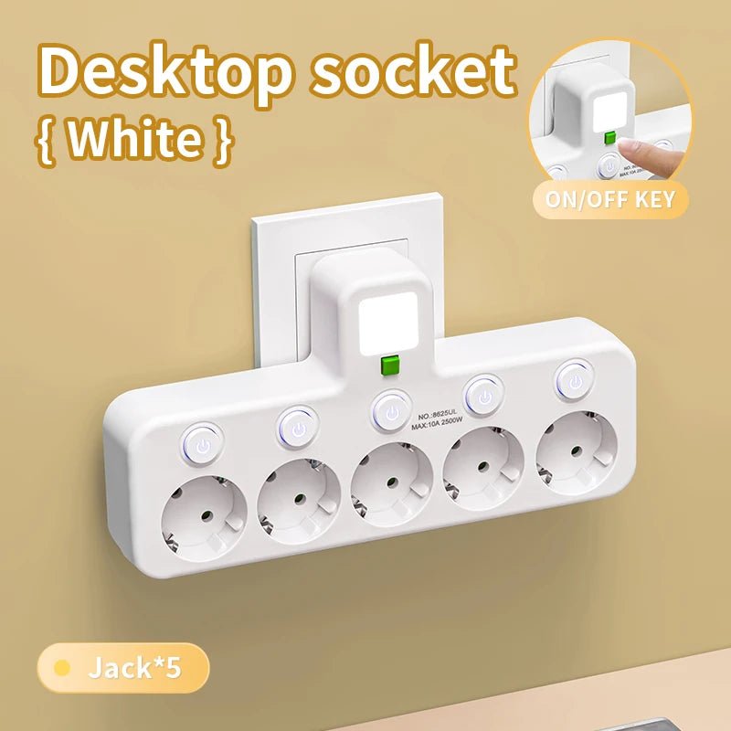 EU plug and socket, 4-pole socket, multifunctional wall plug, with or without extension cords or USB and Type-C interfaces - PrimeNest