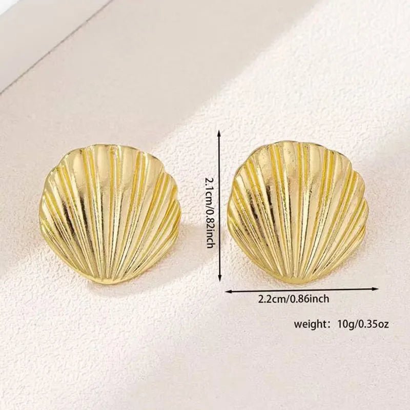 Exaggeration Ocean Style Shell Texture Stud Earrings for Women Trendy Accessories Personalization Jewelry Earrings Daily Wear - PrimeNest