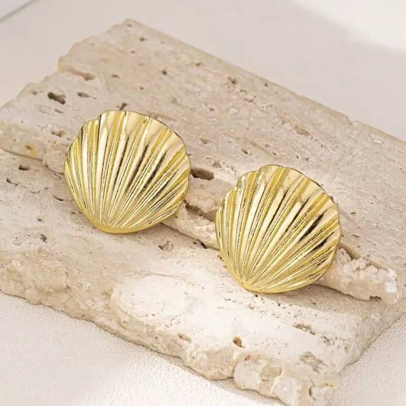 Exaggeration Ocean Style Shell Texture Stud Earrings for Women Trendy Accessories Personalization Jewelry Earrings Daily Wear - PrimeNest