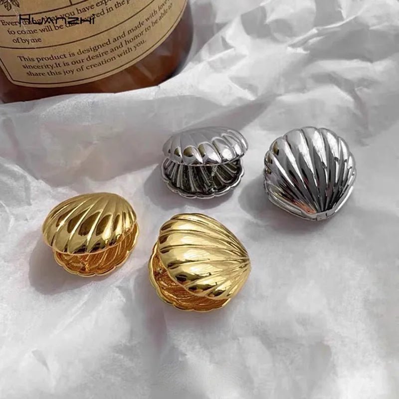 Exaggeration Ocean Style Shell Texture Stud Earrings for Women Trendy Accessories Personalization Jewelry Earrings Daily Wear - PrimeNest