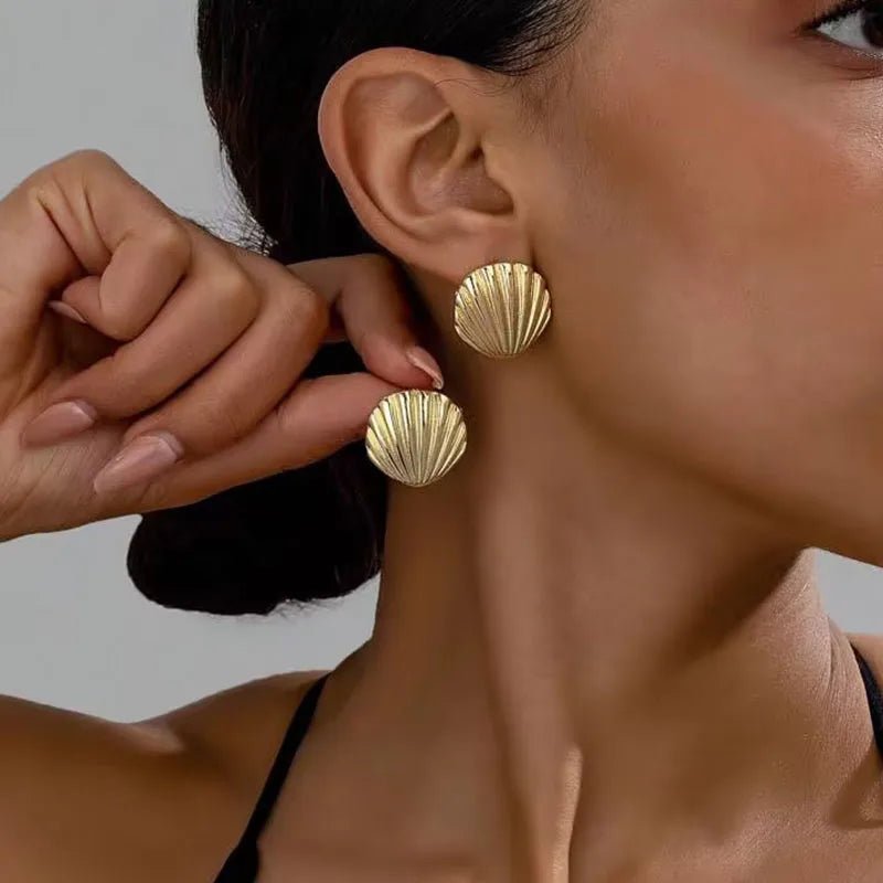 Exaggeration Ocean Style Shell Texture Stud Earrings for Women Trendy Accessories Personalization Jewelry Earrings Daily Wear - PrimeNest
