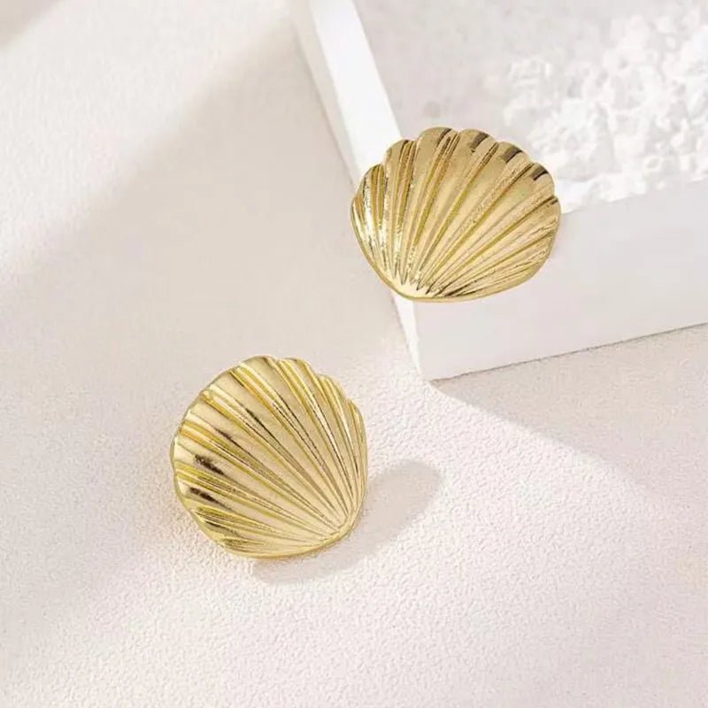 Exaggeration Ocean Style Shell Texture Stud Earrings for Women Trendy Accessories Personalization Jewelry Earrings Daily Wear - PrimeNest