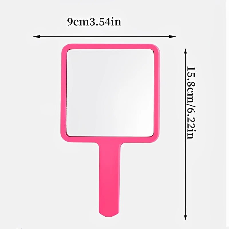 Eyelash Extension Handheld Makeup Mirror Square Vanity Mirror with Plastic Handle Hand High Definition Mirror Beauty Accessories - PrimeNest
