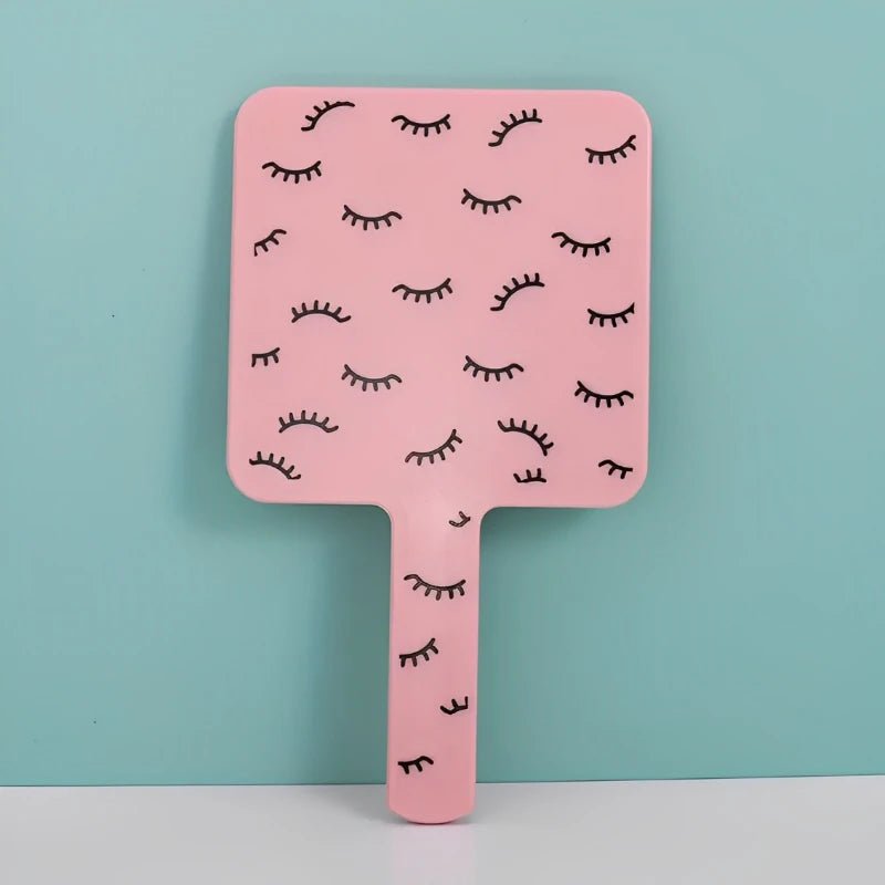 Eyelash Extension Handheld Makeup Mirror Square Vanity Mirror with Plastic Handle Hand High Definition Mirror Beauty Accessories - PrimeNest
