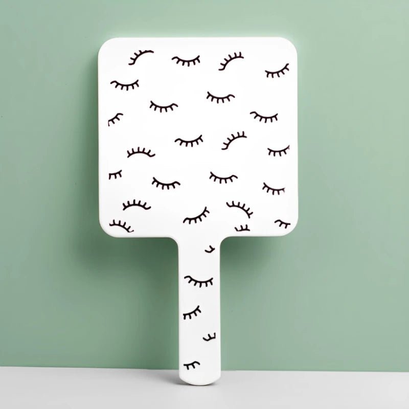 Eyelash Extension Handheld Makeup Mirror Square Vanity Mirror with Plastic Handle Hand High Definition Mirror Beauty Accessories - PrimeNest