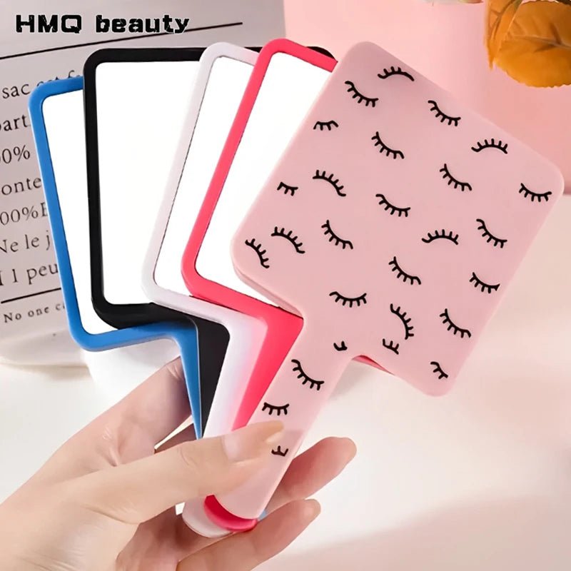 Eyelash Extension Handheld Makeup Mirror Square Vanity Mirror with Plastic Handle Hand High Definition Mirror Beauty Accessories - PrimeNest