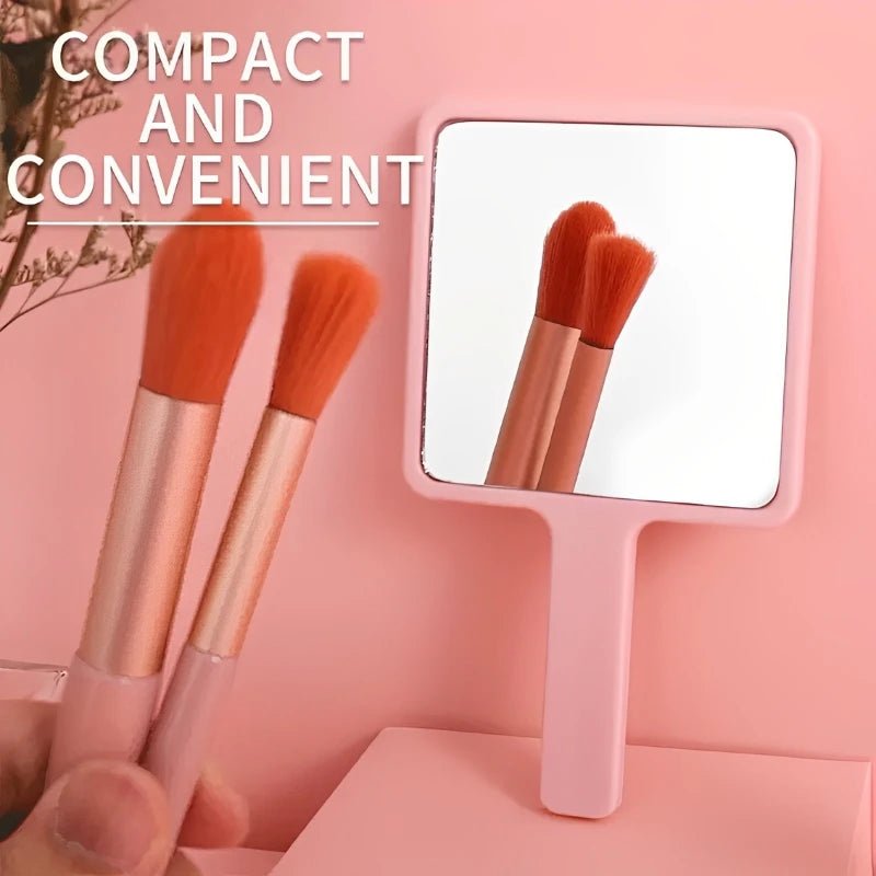 Eyelash Extension Handheld Makeup Mirror Square Vanity Mirror with Plastic Handle Hand High Definition Mirror Beauty Accessories - PrimeNest