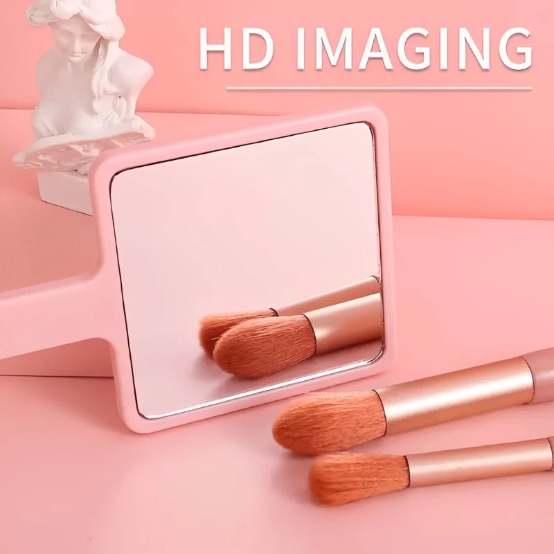 Eyelash Extension Handheld Makeup Mirror Square Vanity Mirror with Plastic Handle Hand High Definition Mirror Beauty Accessories - PrimeNest