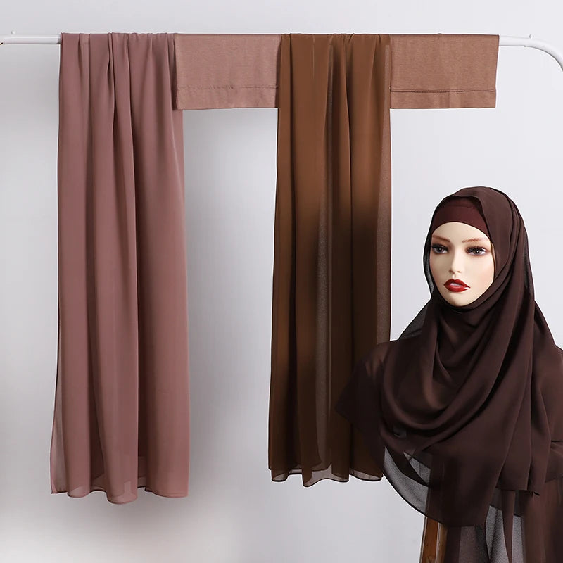 Hot Selling Chiffon Hijab with a Matching Cotton Inner for Women Hijab Shawl Underscarf