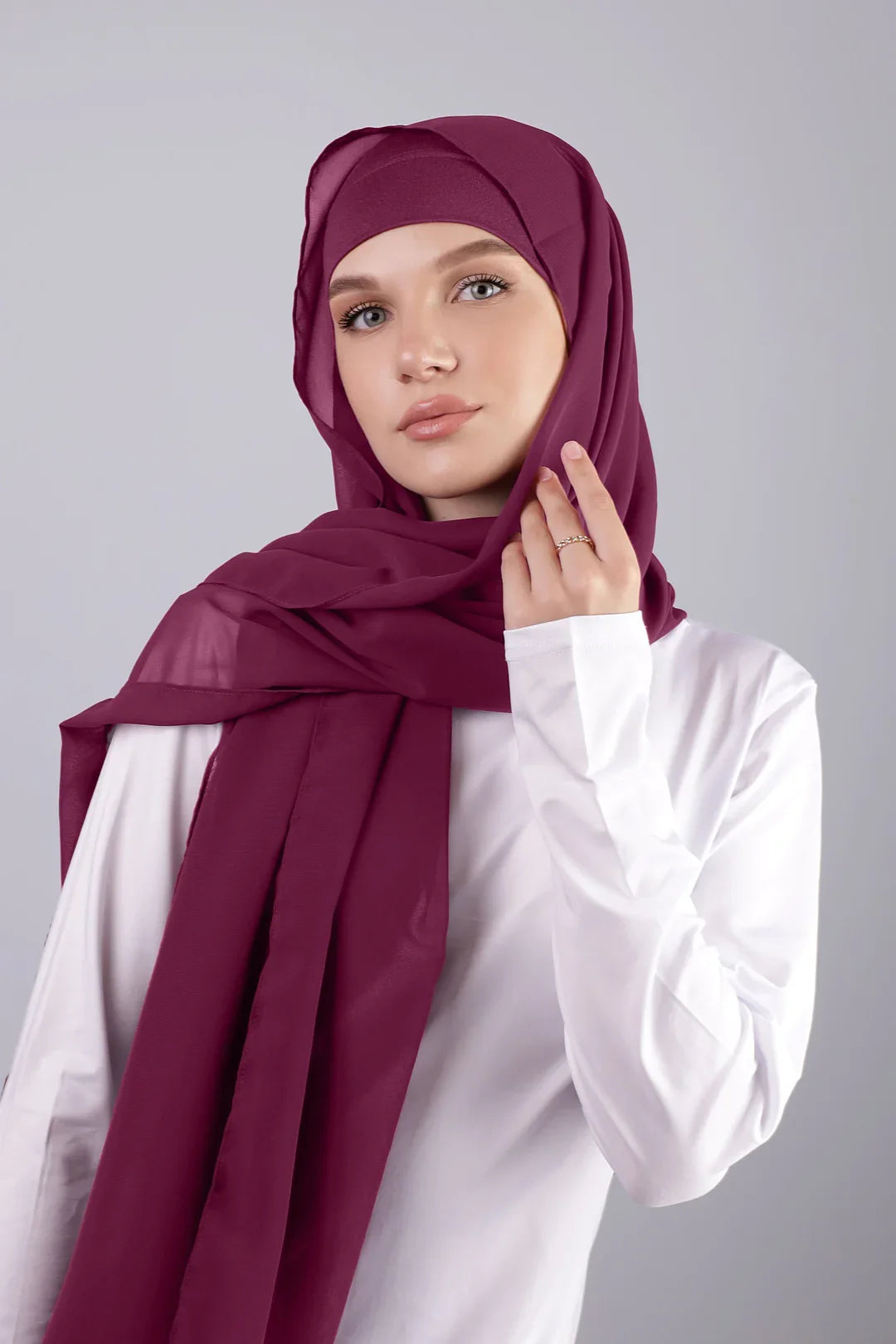 Hot Selling Chiffon Hijab with a Matching Cotton Inner for Women Hijab Shawl Underscarf