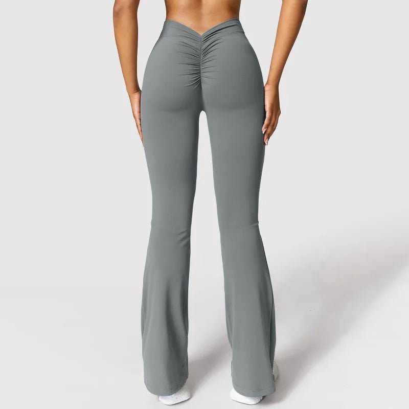 Fashion Micro Horn Leggings Women V-back Waist Sports Pants High Waist Push Up Butt Gym Pants Solid Slim Casual Leggings - PrimeNest