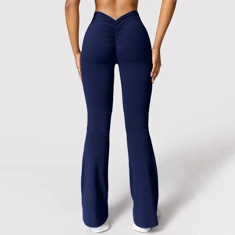 Fashion Micro Horn Leggings Women V-back Waist Sports Pants High Waist Push Up Butt Gym Pants Solid Slim Casual Leggings - PrimeNest