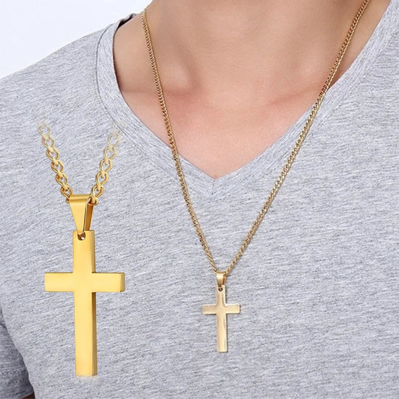 Fashion Stainless Steel Cross Pendant Necklace For Women Men Link Chain Charm Necklace Cool Boys Girls Punk Hip Hop Jewelry Gift - PrimeNest