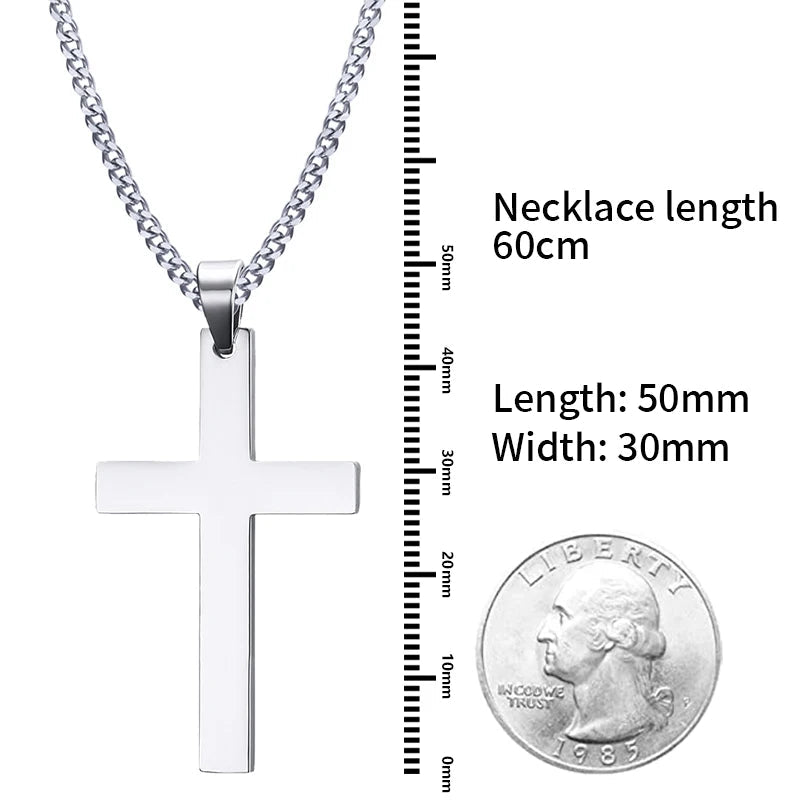 Fashion Stainless Steel Cross Pendant Necklace For Women Men Link Chain Charm Necklace Cool Boys Girls Punk Hip Hop Jewelry Gift - PrimeNest