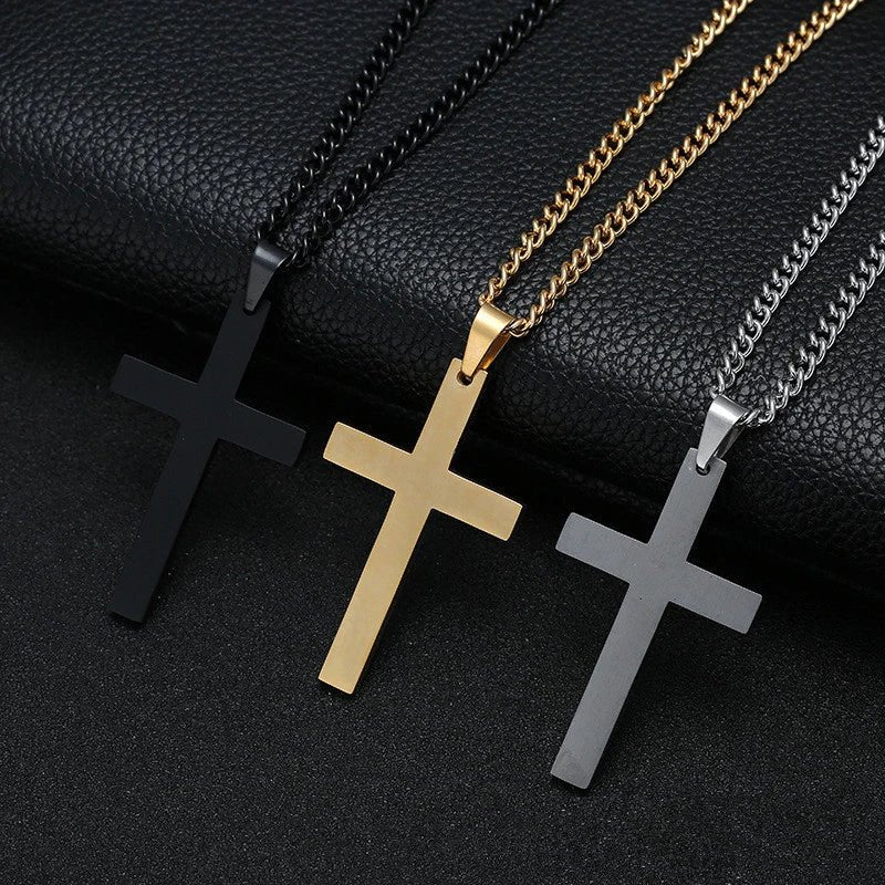 Fashion Stainless Steel Cross Pendant Necklace For Women Men Link Chain Charm Necklace Cool Boys Girls Punk Hip Hop Jewelry Gift - PrimeNest