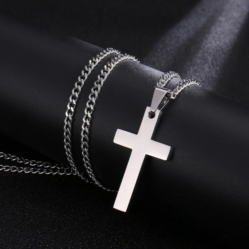Fashion Stainless Steel Cross Pendant Necklace For Women Men Link Chain Charm Necklace Cool Boys Girls Punk Hip Hop Jewelry Gift - PrimeNest
