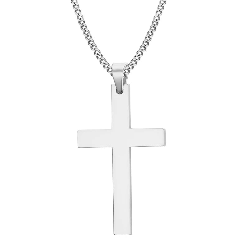 Fashion Stainless Steel Cross Pendant Necklace For Women Men Link Chain Charm Necklace Cool Boys Girls Punk Hip Hop Jewelry Gift - PrimeNest
