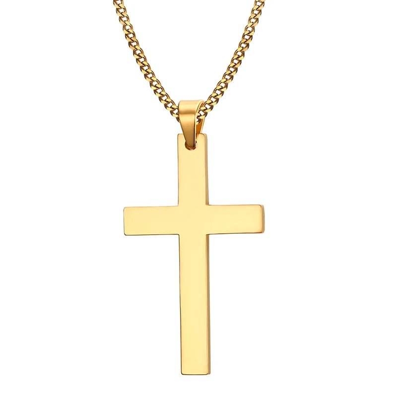 Fashion Stainless Steel Cross Pendant Necklace For Women Men Link Chain Charm Necklace Cool Boys Girls Punk Hip Hop Jewelry Gift - PrimeNest