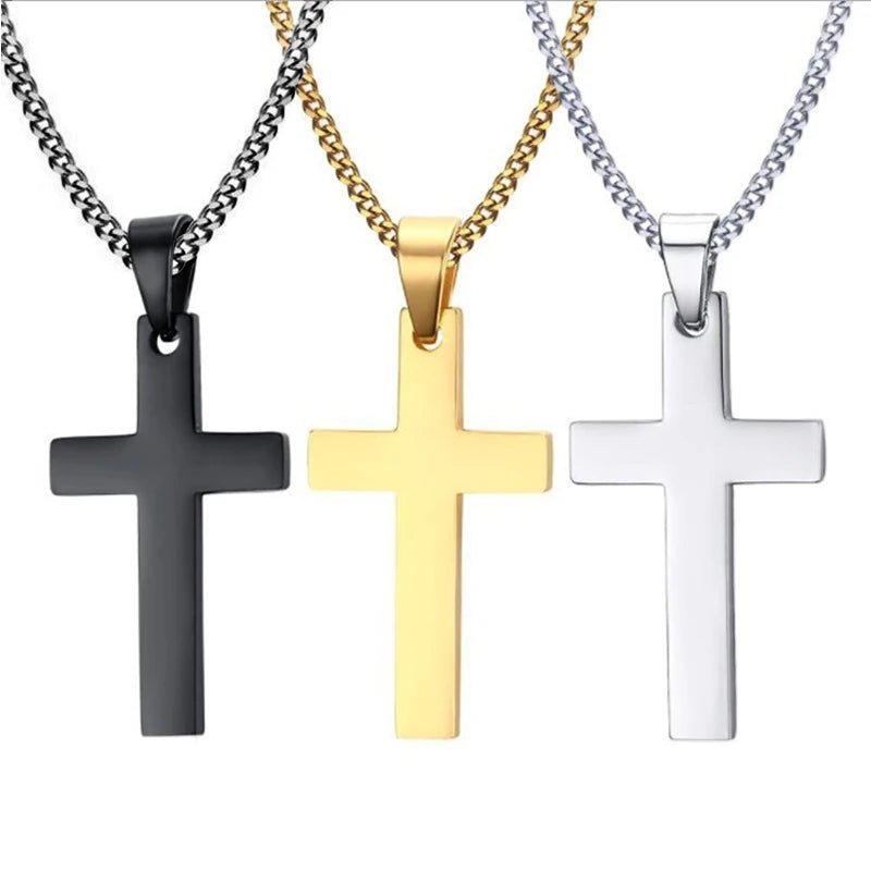 Fashion Stainless Steel Cross Pendant Necklace For Women Men Link Chain Charm Necklace Cool Boys Girls Punk Hip Hop Jewelry Gift - PrimeNest