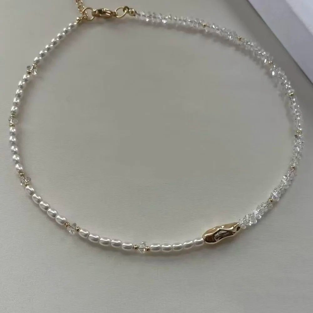 Fashion Tassel Chain Pendant Necklace For Women Boho Transparent Crystal & Imitation Pearl Chain Jewelry Valentine's Gift N0538 - PrimeNest