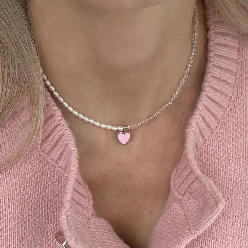 Fashion Tassel Chain Pendant Necklace For Women Boho Transparent Crystal & Imitation Pearl Chain Jewelry Valentine's Gift N0538 - PrimeNest