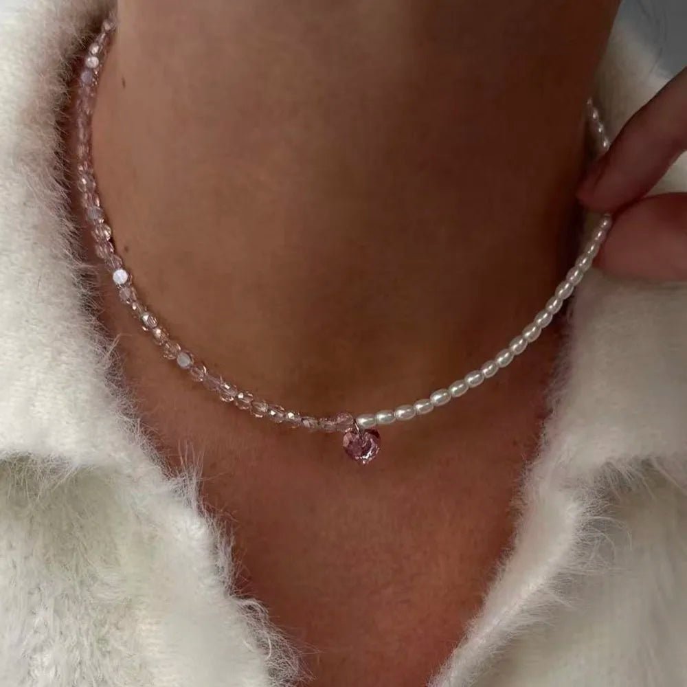 Fashion Tassel Chain Pendant Necklace For Women Boho Transparent Crystal & Imitation Pearl Chain Jewelry Valentine's Gift N0538 - PrimeNest