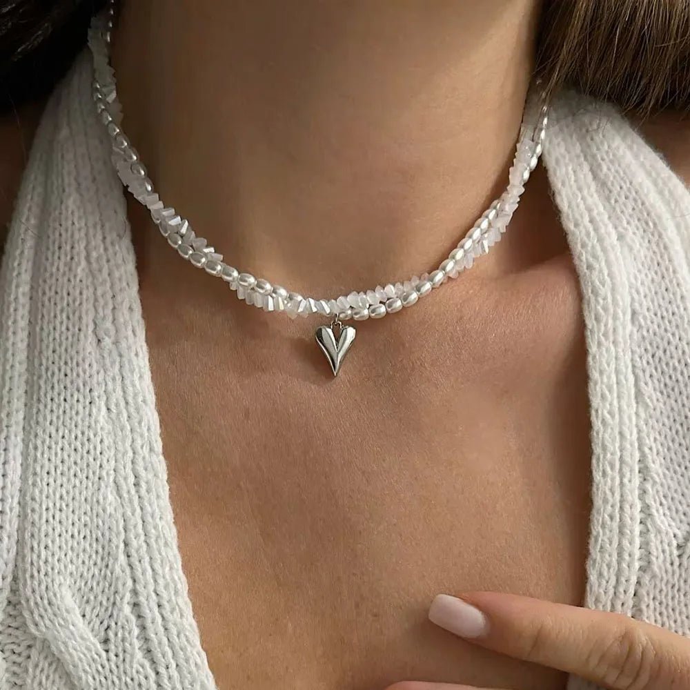Fashion Tassel Chain Pendant Necklace For Women Boho Transparent Crystal & Imitation Pearl Chain Jewelry Valentine's Gift N0538 - PrimeNest