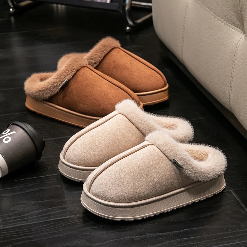 Fashion Women Fluffy Slippers for Autumn and Winter Indoor EVA Thick Sole Anti-Slip and Warm Unisex Slippers for Winter - PrimeNest
